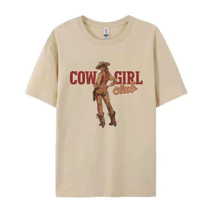 Cute Cowgirl Club T Shirt Retro Boho Western Country Graphic Tees Loose Vintage Aesthetic Rodeo T-Shirts Women Fashion Clothing XJ260306