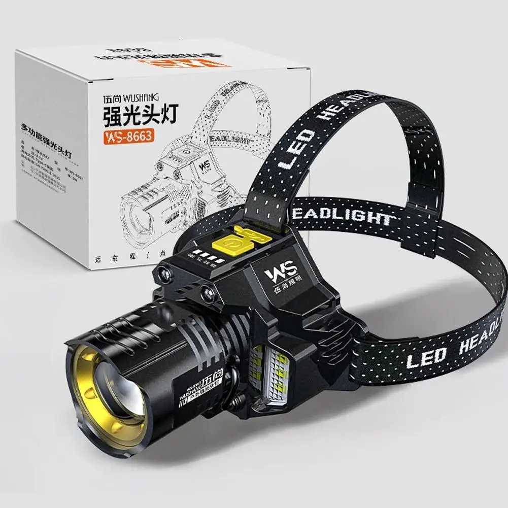 Motion Sensor LED Headlamp 18650 Rechargeable High Power COB Head Flashlight Adjustable Brightness Anti-Slip Headband for Night H260307