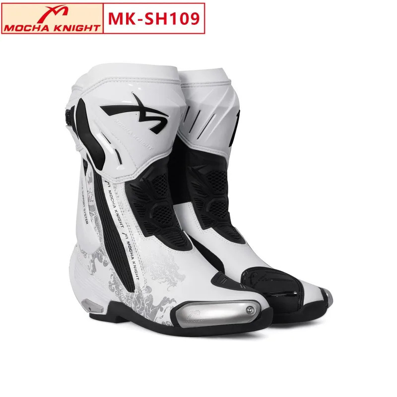 CE Certified DoubleLayer Waterproof Motorcycle Boots BENKIA SH109 Mocha Professional Track Racing Competition Footwear 260307