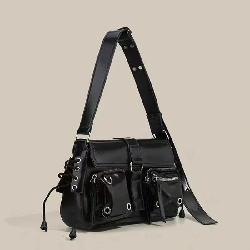 Y2K Korean Women Harajuku Vintage Gothic Black Hand Bag Aesthetic Elegant Punk Wallet Purse Handbags Shoulder Trend Tote Bags 260306