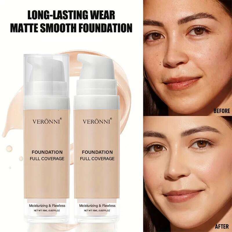 15ml Full Coverage Liquid Foundation,Foundation Effective Concealer Waterproof Sweat-resistant Makeup Professional Cosmetics 26L0306
