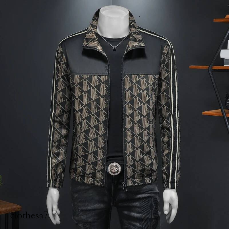 Dark-patterned Jacquard Spring Autumn Trend Casual Jacket Men's Lapel Versatile Top for Men