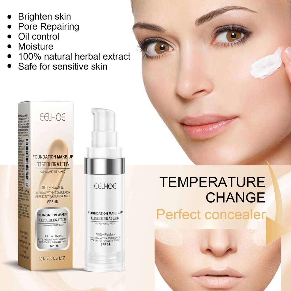 EELHOE Face Foundation Perfect Coverage Pore Shrink Moisturizing Oil Control Lasting Brightening Mild Makeup Foundaion 26L0306