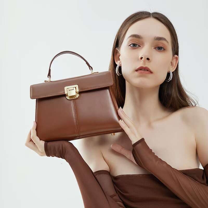 Genuine Leather Handbag With Scarf Luxury Handheld Shoulder Bag Trendy Shoulder Solid Color Commuting Bag | Bags For Women Gift Xiu Lai Si