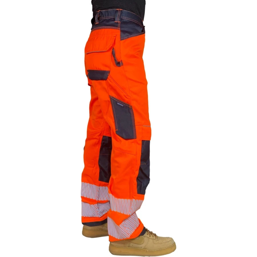 Reflective Stripe Pants Multi Pockets Cotton Construction Work Pants for Men Ouddoor Road Workwear Trousers Safety Cargo Pants 260305