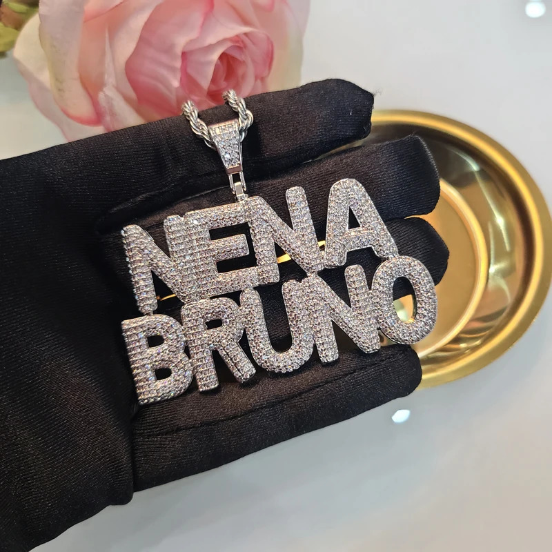 Custom Name Necklaces Personalized Word Pendants Bubble Hip Hop Jewelry Drop Factory Directly 260302
