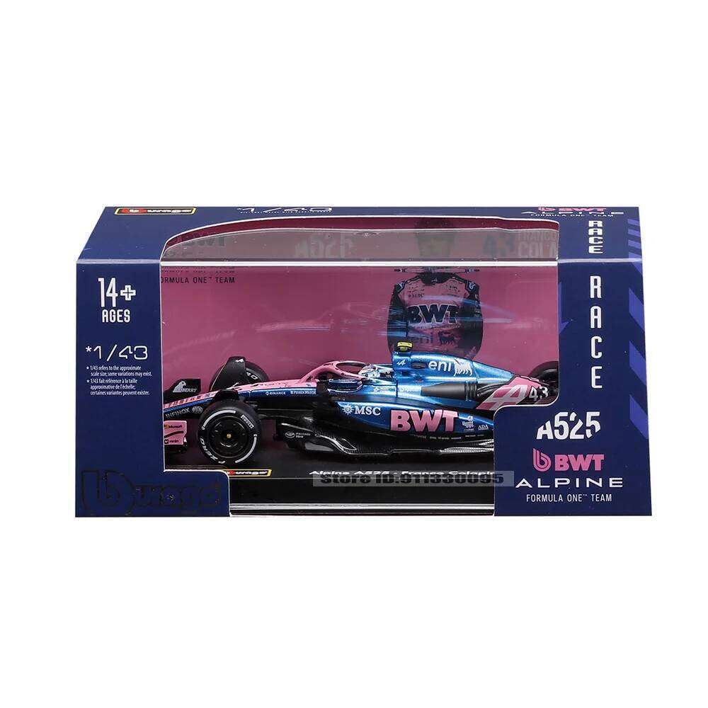 Bburago 1:43 2025 Visa Cash App RB F1 A525 10#Pierre Gasly 43#Franco Colapinto Alloy Car Die Cast Model Toy with acrylic box Z260307