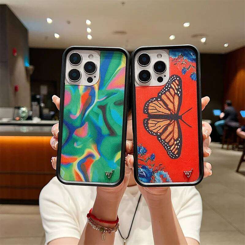 Wildflower Mirror Make Up Phone Case For iPhone 17 16 15 14 13 12 Pro Max Plus wf Luxury Shockproof Anti-drop Clear Back Cover 26H0307