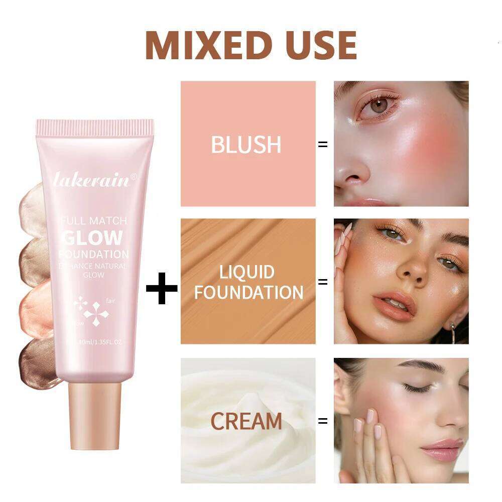 Natural Glow Enhancer Foundation Glowing Moisturizing Lightweight base Multi-purpose Face Body Glitter Cream Bronzer For Paris 26L0306