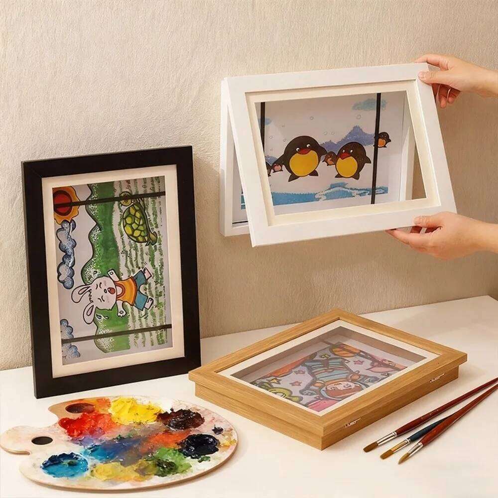 Multi-functional Wooden Picture Wall Mount Closure Photo Rectangle Changeable Flip Art Frame H260306