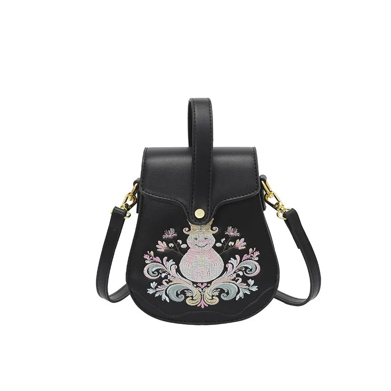 PU leather womens singleshoulder bag Chinesestyle embroidered embossed flap buckle handheld crossbody for women 260307