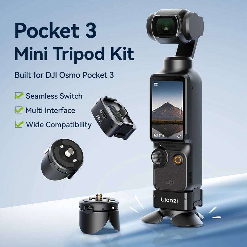 Ulanzi PK-08 Mini Tripod / PK-11 Arri Locating Base DJI Osmo Pocket 3 for Livestreaming Vlog Travel Photograph 26W0307