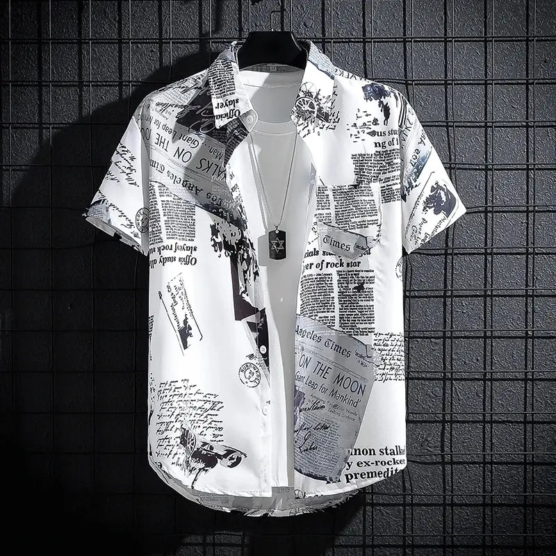 Mens Shortsleeve Print Shirts Thin Beach Top Seaside Leisure Mens Essential Clothes 260307