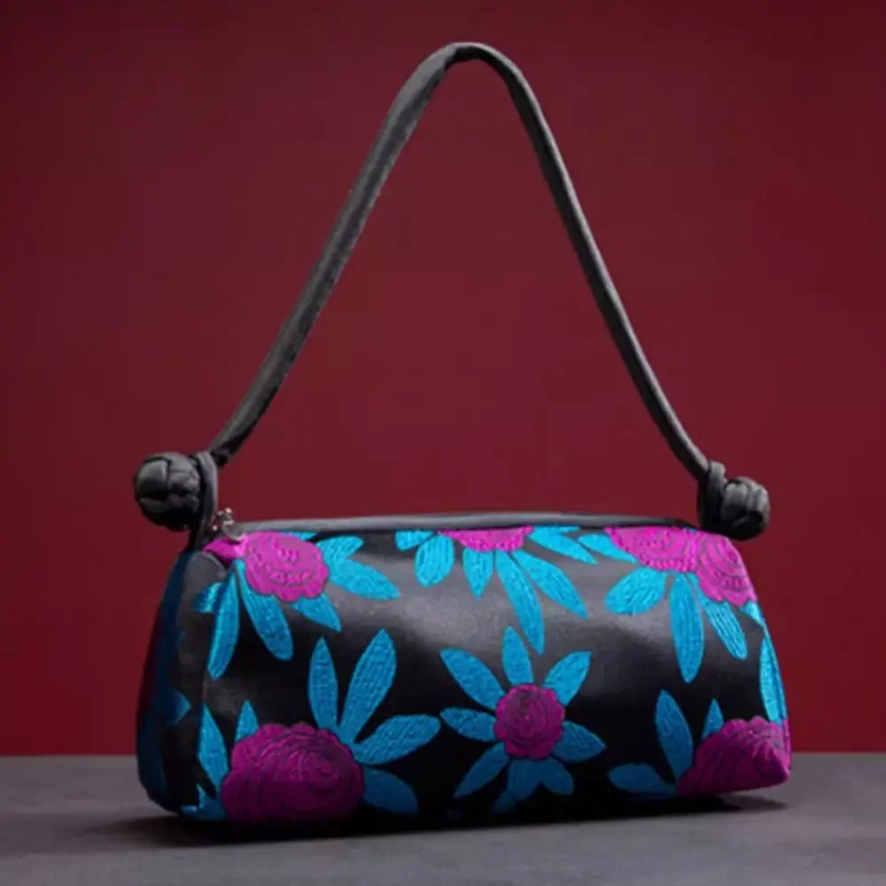 Fashion Silk Embroidered Women Handbag Chinese Style n Knot Clutch Bag Retro Zipper Cosmetic Travel 260307
