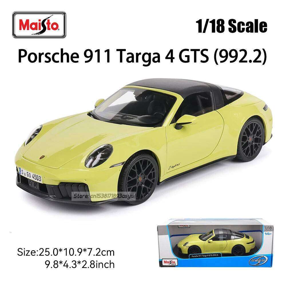 Maisto 1:18 Porsche 911 Tarqa 4 GTS 992.2 Coupe car Alloy Model Classic Car Decoration Collection gift box packaging Z260306