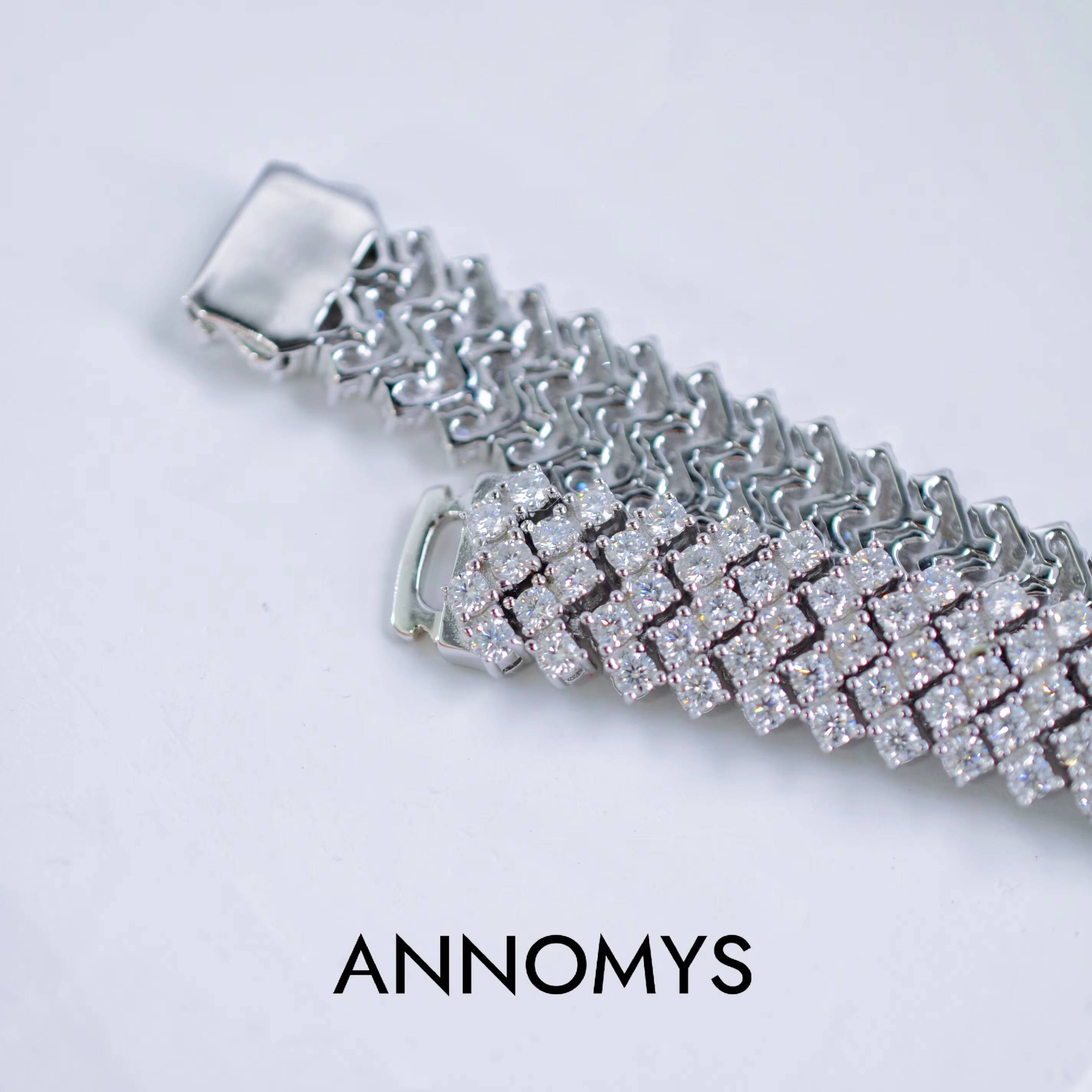 Hip Hop Chain 925 Sterling Silver Moissanite Tennis Bracelet Bangles Rhodium Plated Dazzling Round Brilliant Cut 25mm GRA Gift