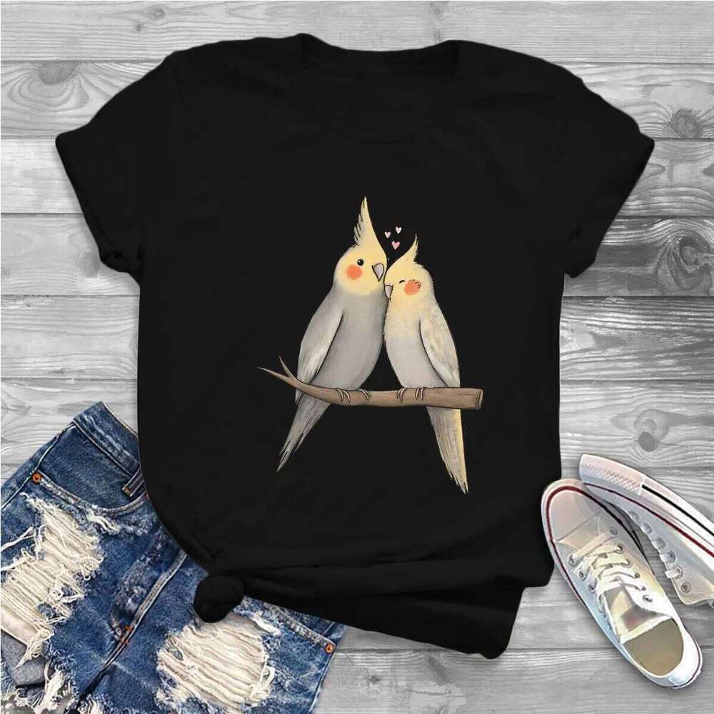 Cockatiel Cuddle TShirt For Girls Parrot Birds Pet Y2k Tees Harajuku Ladies Polyester T Shirt Soft Graphic XJ260306