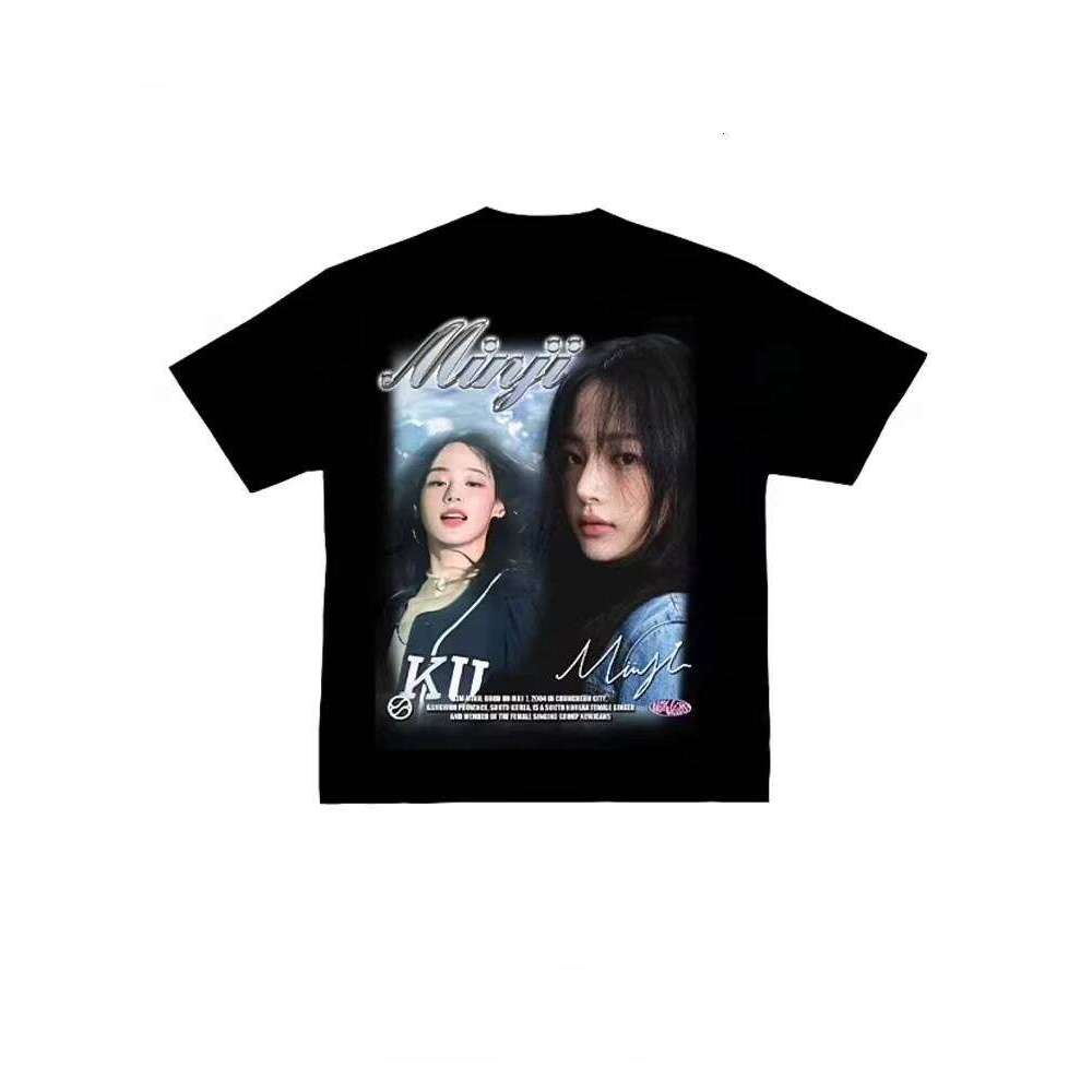 NJZ Korean Girl Group NewJeans Whale T-shirt Haerin Minji Danielle Hanni Hyein Oversize Men's Women New Casual Loose Cotton Tops XJ260306