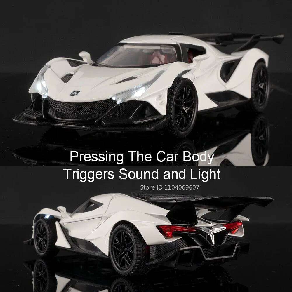 1:32 Apollo IE EVO Supercar Model Toys Alloy Diecast Sound Light Doors Opened Pull Back Exquisite Sports Cars for Kids Adults Z260306
