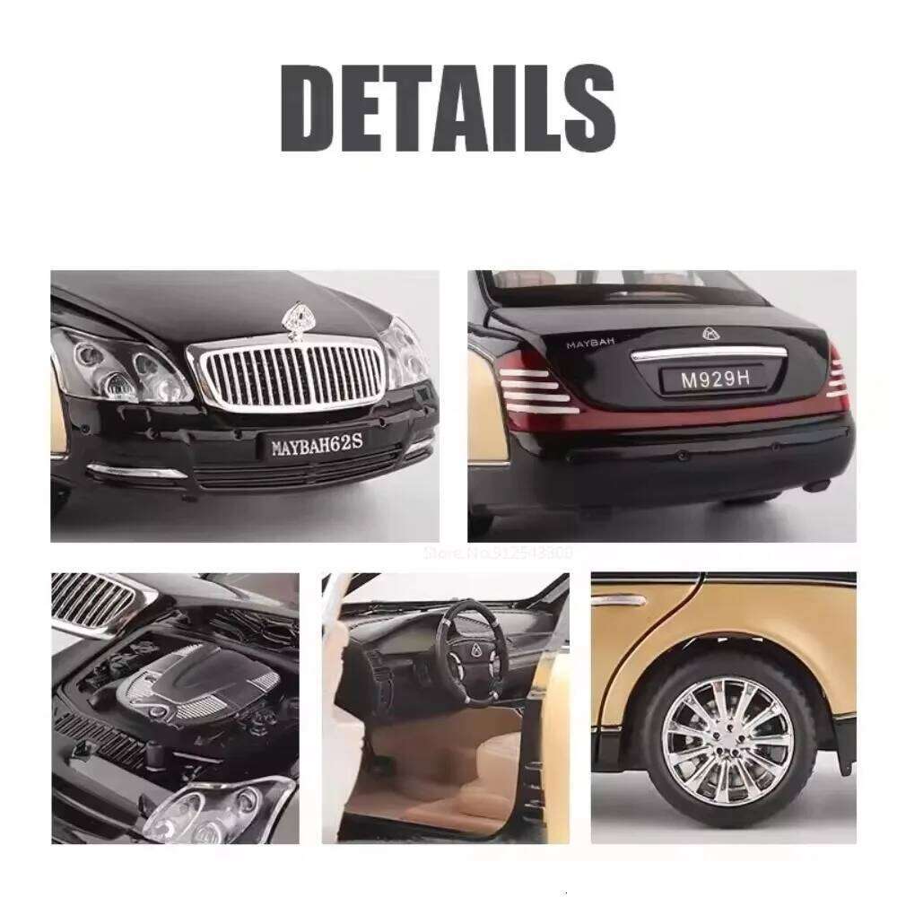 1:24 62S GLS600 Exquisite Model Alloy Diecast Toy Car Doors Opened with Sound Light Pull Back Miniature Vehice Fashion Ornaments Z260307