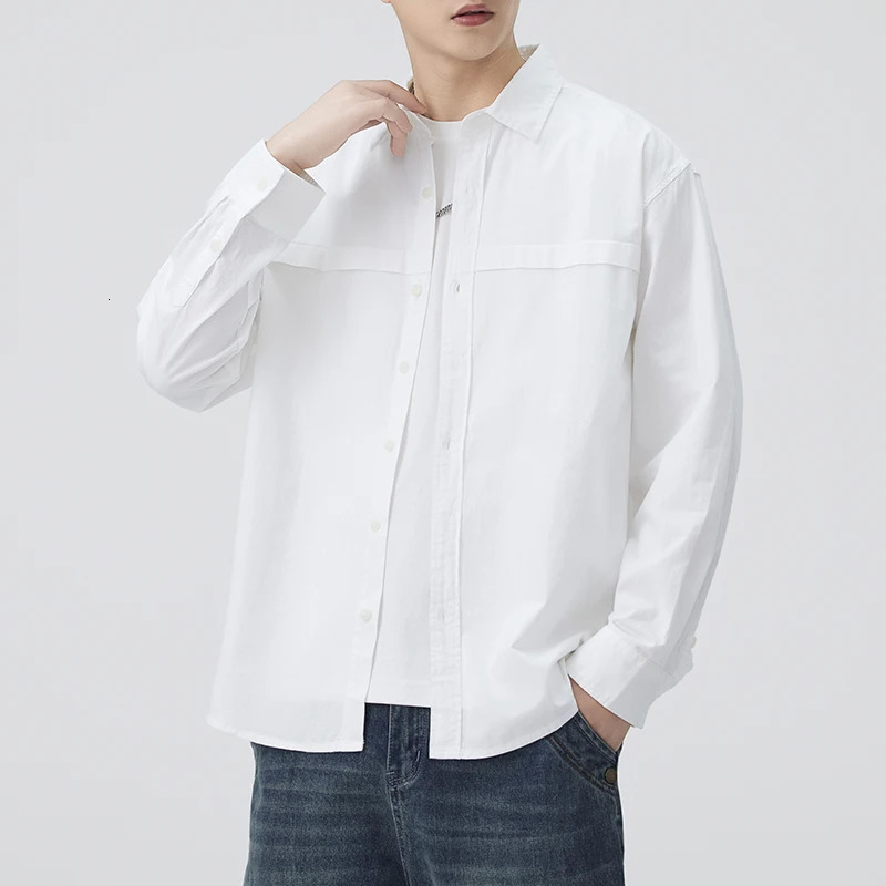 Cityboy Pure Cotton Long Sleeve Shirt Men Loose Casual Streetwear Fashion Cargo Shirts Coat Man Blouses 260304