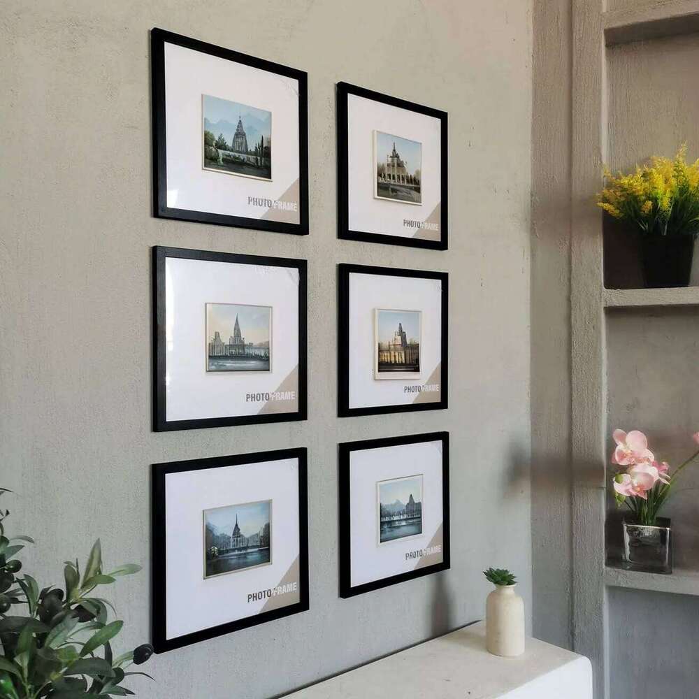 5pc Square Photo Frames Set - 15/20/25/30cm Wooden Wall & Tabletop Home Decor Commemorative Gift for Wedding/Gallery Wall4 Size H260306