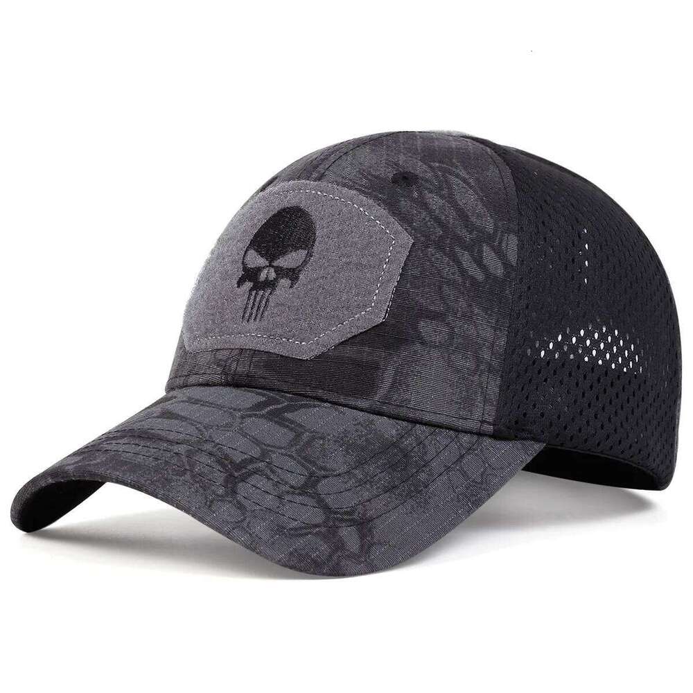 Unisex Skull Embroidered Baseball Men Outdoor Breathable Mesh Tactics Mountaineering Peaked Hat Adjustable Snapback Caps Y260304