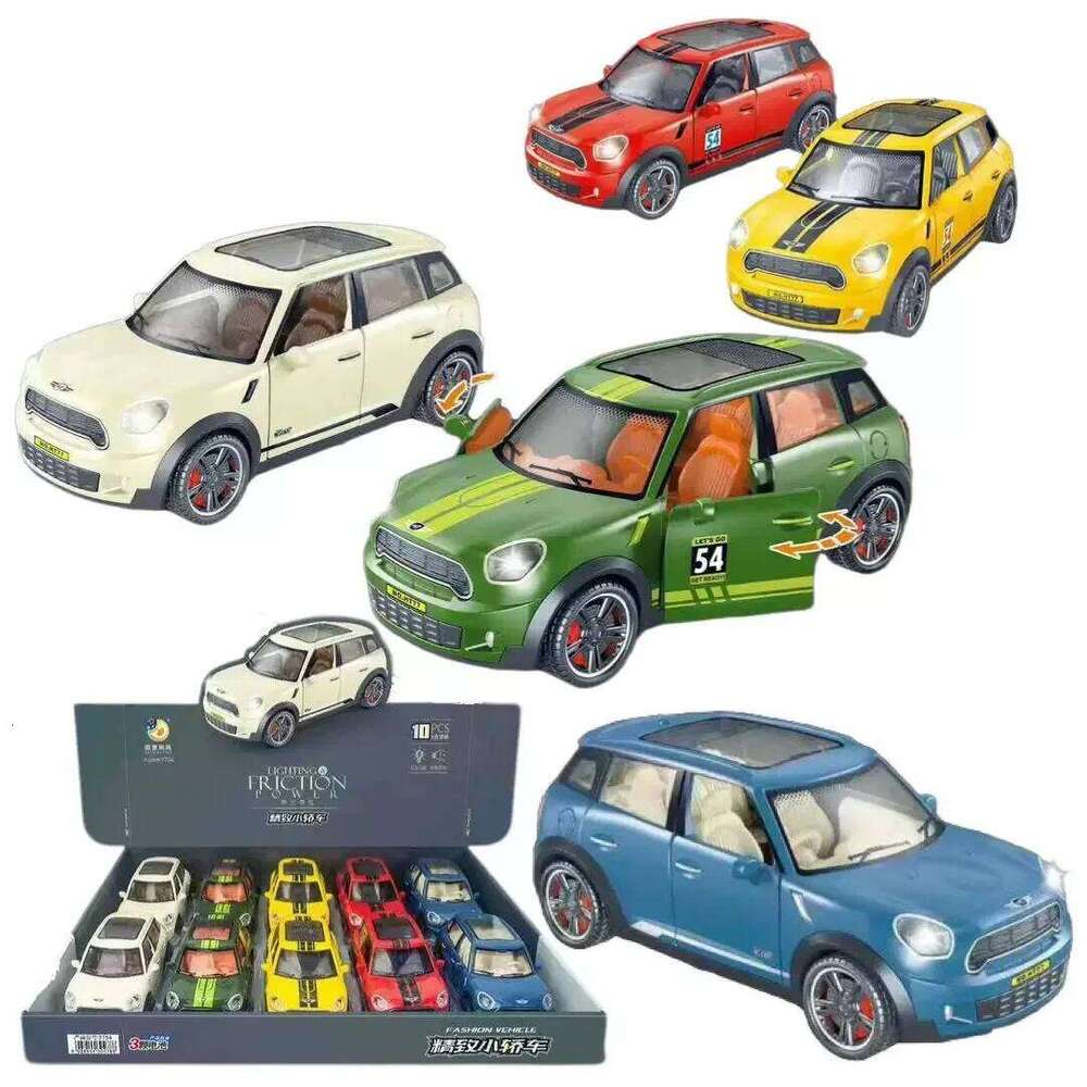 1pcs mini children's toys inertial car lighting music sedan manual door opening high simulation metal model collection Z260306