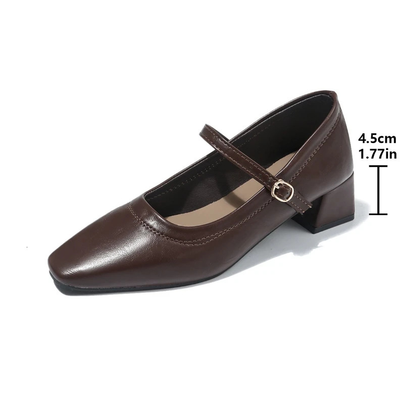 er Square Toe Women Mary Jane Shoes 2026 Spring Shoes Ladies Elegant Buckle Strap Thick Heel Party Dress Pumps 260303