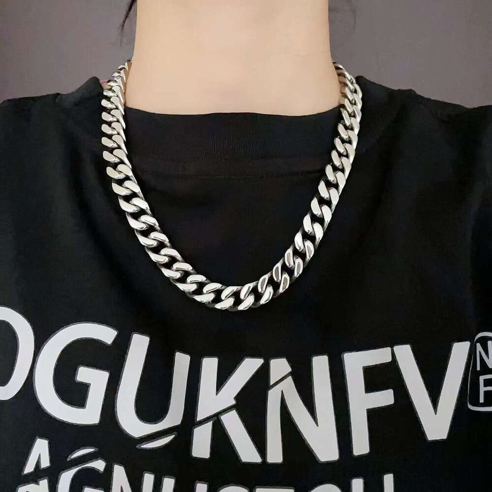 ins Chain fully polished three-dimensional Cuban titanium steel high-quality versatile hip-hop unisex trendy chain