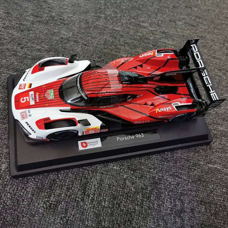 Bburago 1:24 Porsche 963 Alloy Car Model Supercar Die Cast Vehicles Toy Diecast Voiture Gift Collection Z260306