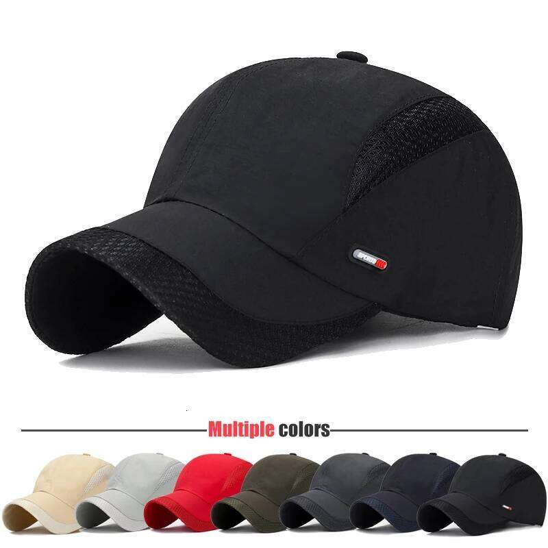 Summer Breathable Mesh Quick-Drying Outdoor Sports Red Leather Label Protection Sun Hat Y260304