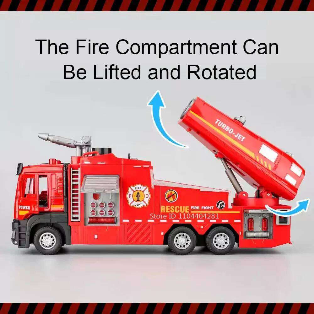 1:32 Fire Engine Model Toy City Sanitation Sweeper Diecast Metal Truck Doors Opened Sound Light Miniature Vehice Children's Toys Z260306