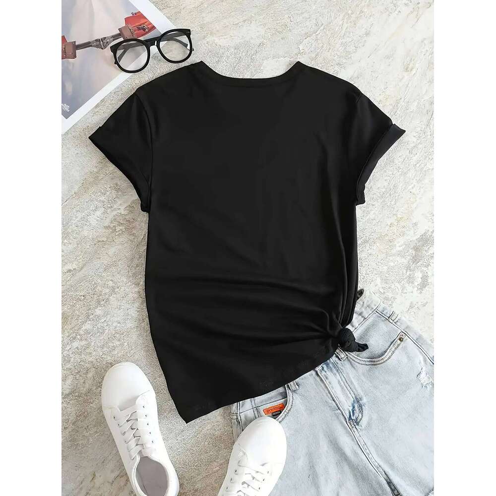 Women's Trendy Crew Neck Short Sleeve T-Shirt Letter Print Casual Spring Summer Fashion Top for Women XJ260306
