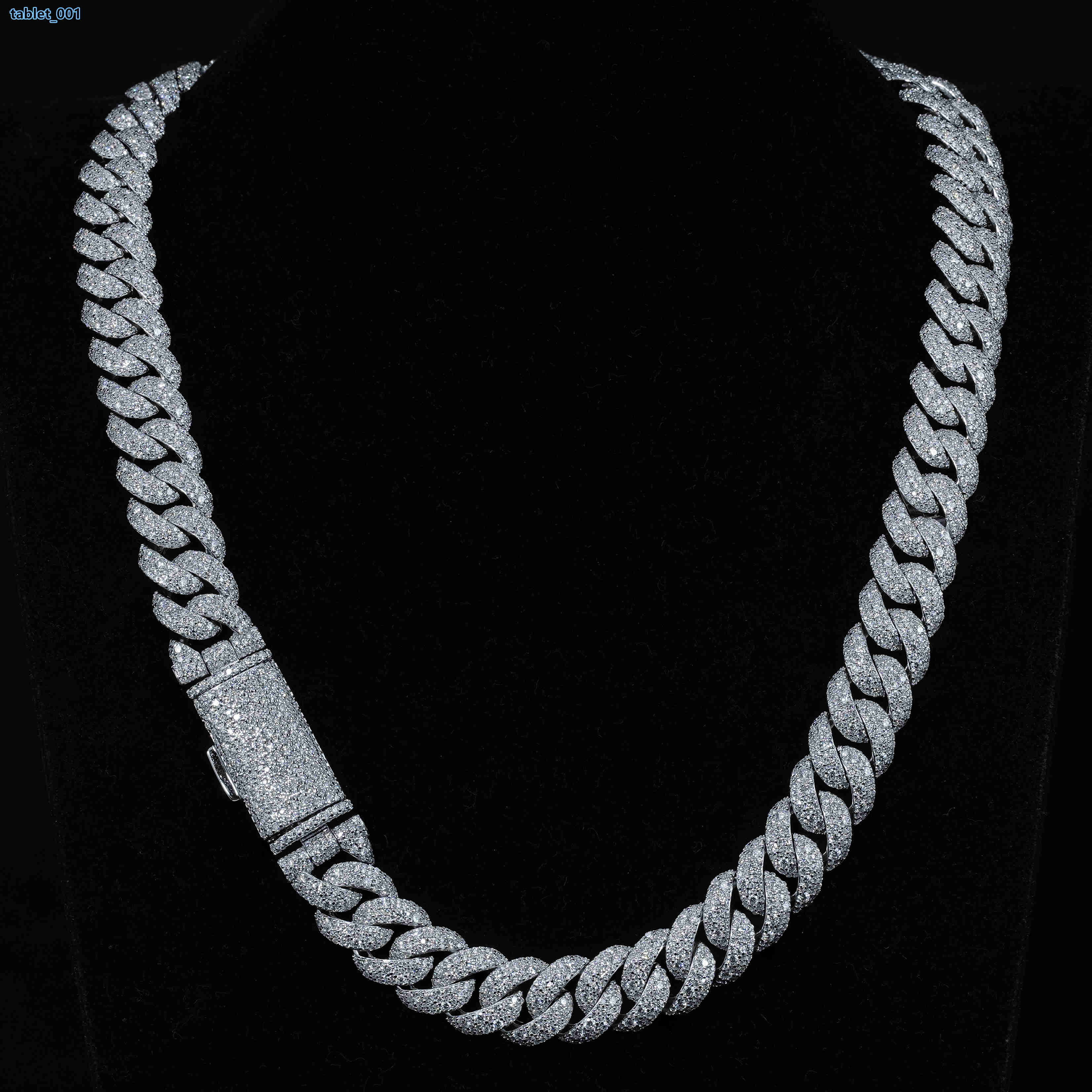 16mm 18mm 20mm Moissanite Cuban Chain Custom Necklace Hip Hop 925 Silver VVS Diamond Moissanite Cuban Link Chain