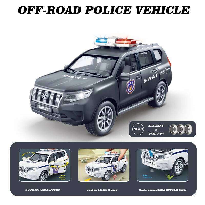 1:32 Scale Models Toys Police Cars Alloy Door Opened Miniature Vehicles Pull Back Car Toy Children's Day Gifts Z260306