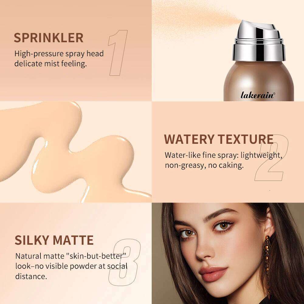Makeup Natural Lightweight Breathable Matte Finish Moisturizing Waterproof Long-lasting Women Foundation Spray 26L0306