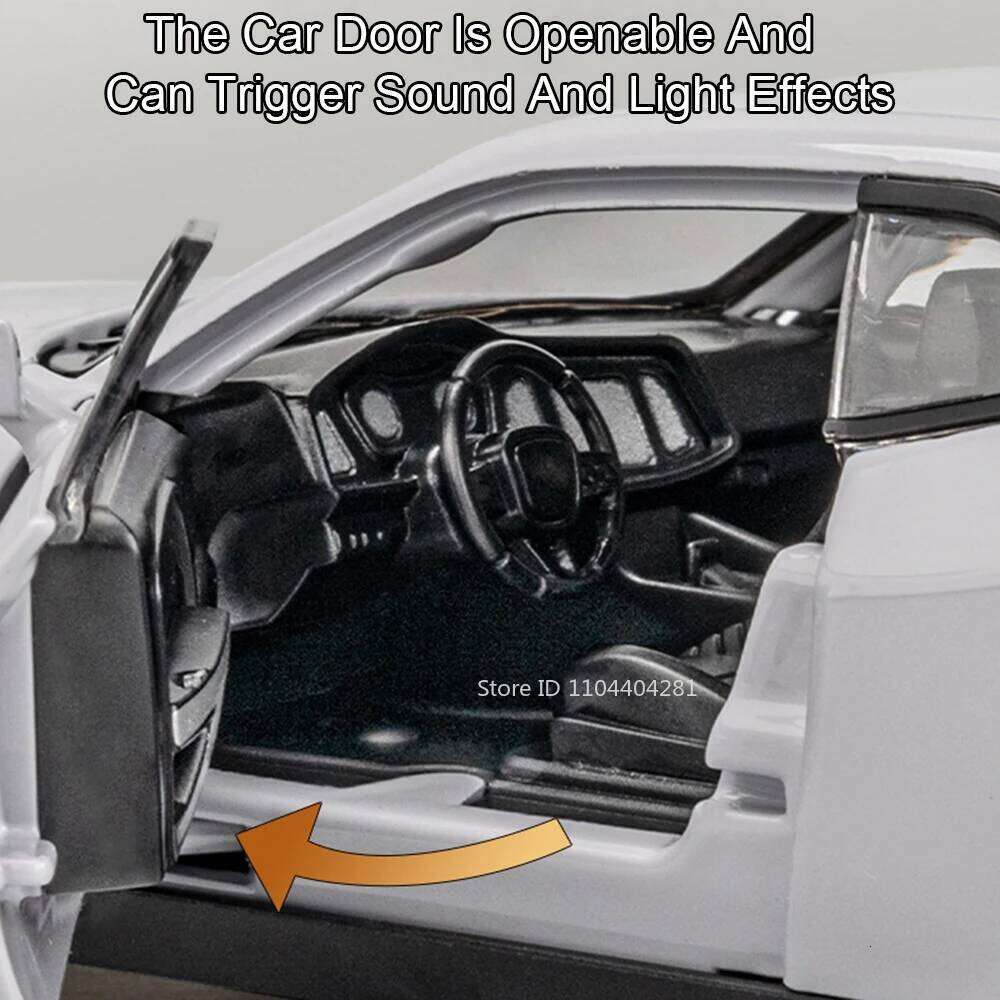 1:32 Challenger SRT Police Cars Alloy Models Toys Diecast Metal Body Doors Opened Sound Light Pull Back Vehices Birthday Present Z260306