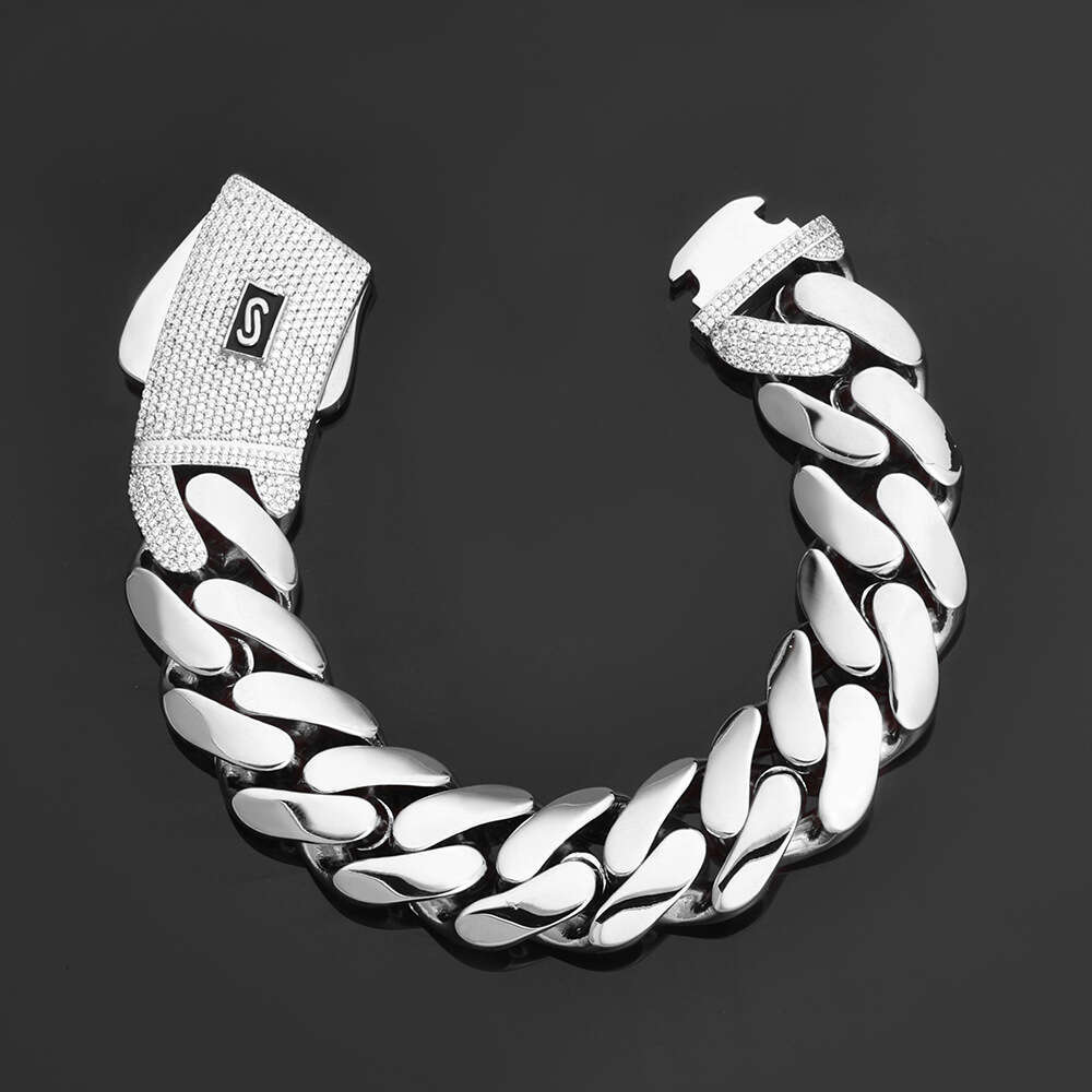 European and American Cross-Border Hip-Hop 14K Gold Smooth Cuban Chain High-Quality Men's Bracelet Trendy Versatile Jewelry Accessories