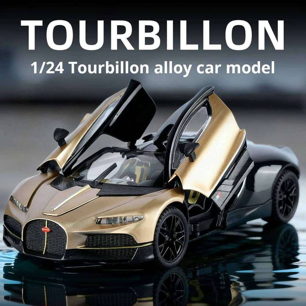 High quality Limited editio 1:24 Simulation Bugatti tourbillon alloy sports car with sound and light model boys' toy gift Z260306