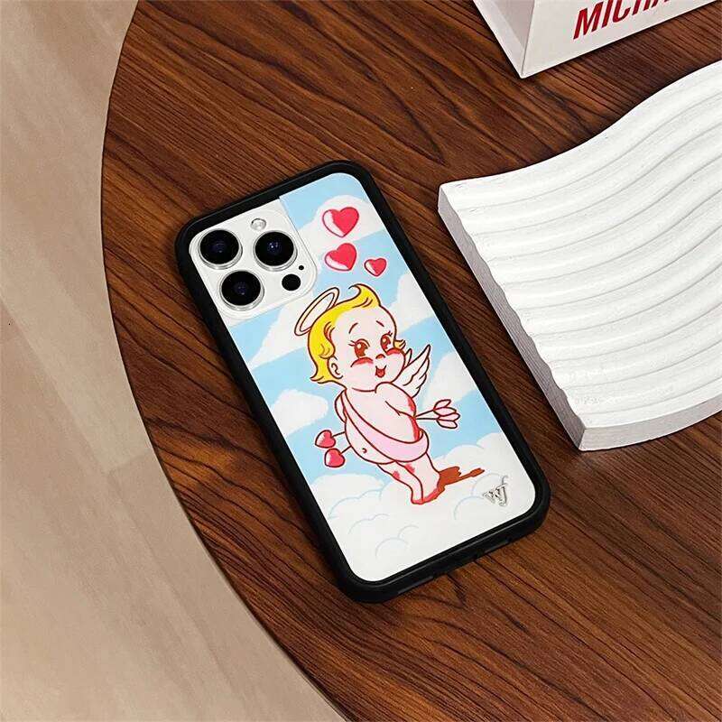 Wildflower Kensington Kiss cherub Phone Case for iPhone 17 12 13 14 15 16 Pro Max Plus Kitten Little Angel Devil lamb wf Cover 26H0307
