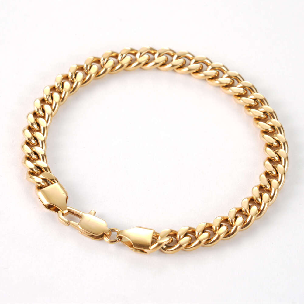European American cross-border premium titanium steel Cuban bracelet, stainless steel, double-sided polished, fashionable, simple versatile accessory 
