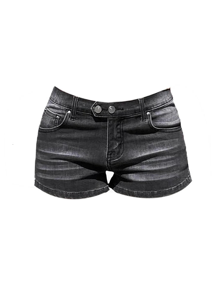 Womens Grey Denim Shorts Low Waist Mini Jeans Shorts 2000s Vintage 90s Y2k Emo Cowboy Short Pants Harajuku Clothes Summer 260306