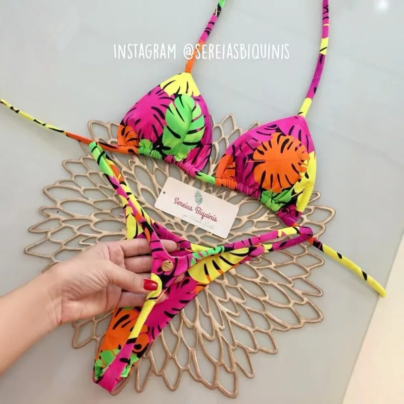 Womens Bikini Swimsuit Split Solid Color Laceup Sexy 2piece Set Micro Swimwear 260306
