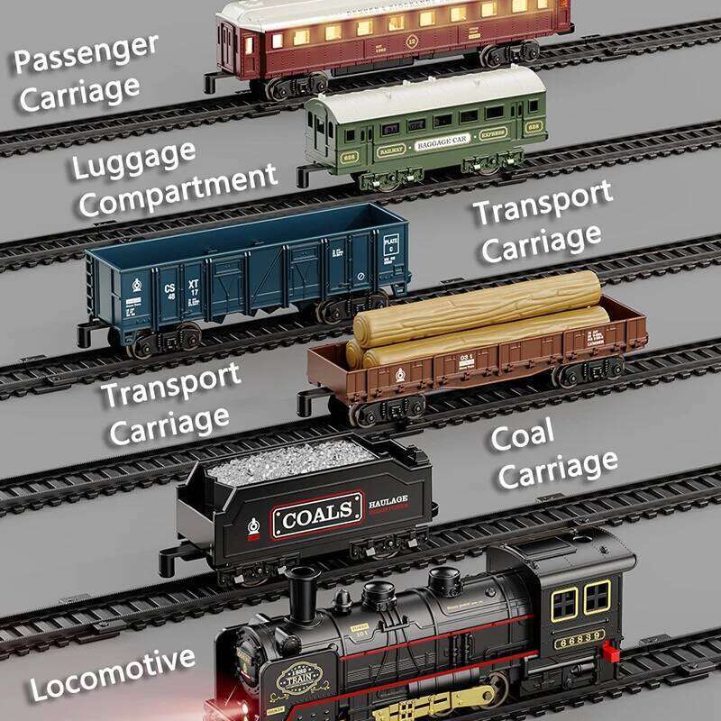 Kids Retro Electric Steam Rail Classical Railway Freight High-Speed Tracks Train Model Boys Toys Christmas Gift Z260307 - view 4