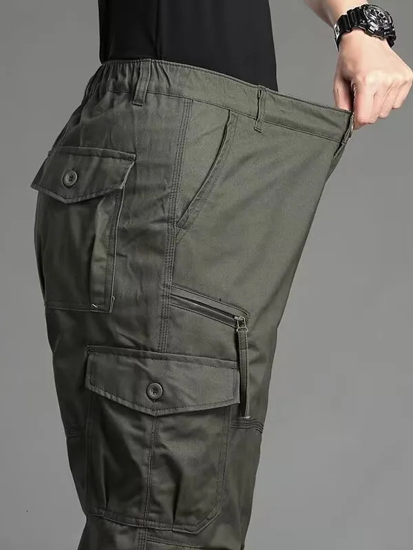 Mens Casual Pants Multiple kets Straight Leg Wear Resistant Cuffed Outdoor Tactical Loose Fit Workwear Trousers 260305
