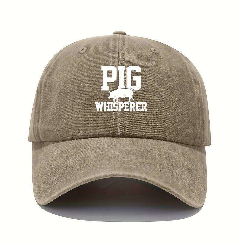 Pig print baseball retro lightweight washed cap adjustable men's and women's sun protection hats Y260304