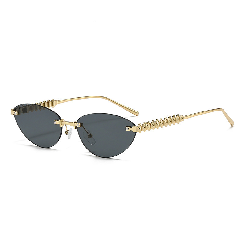 Fashion Cat-Eye Sunglasses For Men Women, Metal Rivet Legs Frameless New European And American