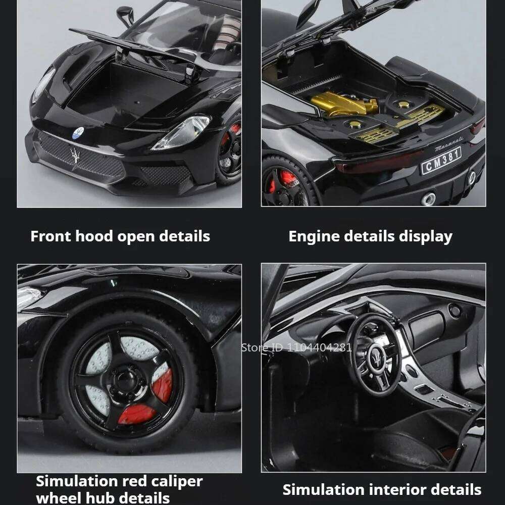 1:24 GT2 Valkyrie Diecast Alloy Model Toy Sportscar Front Wheel Steering Doors Opened with Sound Light Vehice Kid Christmas Gift Z260306