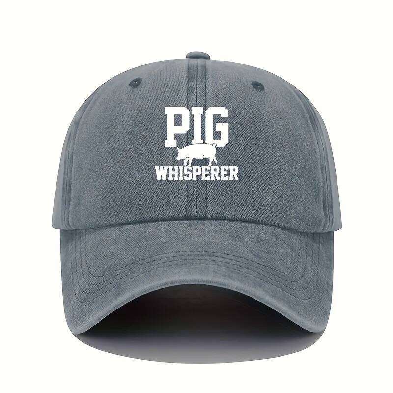 Pig print baseball retro lightweight washed cap adjustable men's and women's sun protection hats Y260304